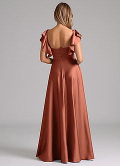 Azazie Leilani Bridesmaid Dresses Clay A-Line Ruched Stretch Satin Dress image2