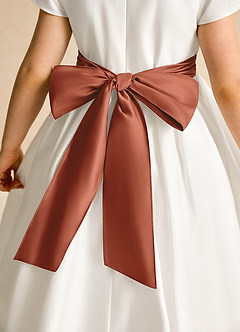 Azazie Deary Abiti da Ragazza di Fiori Abito A-Line in Cotone Fiocco Avorio Auburn image8