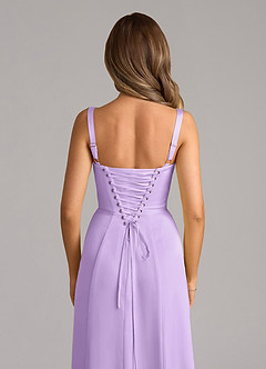 Azazie Amaris Robes de demoiselle d'honneur Robe Trapèze en Satin extensible Corset Lilas image6