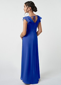 Azazie Claudine Junior Royal Blue A-Line Pleated Chiffon Dress image4