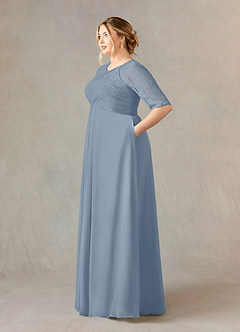 Azazie Barrymore Final Sale Dusty Blue A-Line Scoop lace Chiffon Dress image9