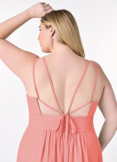 Azazie Farren Brautjungfernkleider Wandelbar A-Linie Plissee Chiffon Kleid Koralle image16