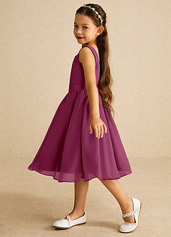 Azazie Ari Flower Girl Dresses Mulberry A-Line Sleeveless Chiffon Dress image4