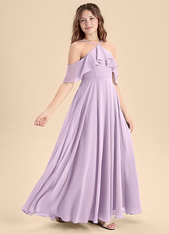 Azazie Tessabelle Junior Vestido de Lila Esmerilada de Gasa de Corte En A con Vestidos sin tirantes image3