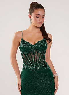 Christinmar Vert Foncé Robe de bal en satin stretch ornée de strass image4