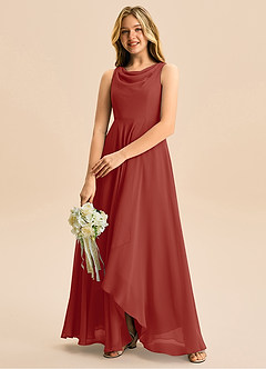 Azazie Mannie Junior Linia A Pofałdowany Szyfon Asymetryczny Młodsza druhna Sukienka image5