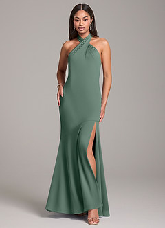 Azazie Lorena Brautjungfernkleider Meerjungfrau-Linie Plissee Chiffon Kleid Seemoos image1