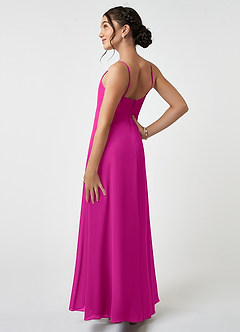 Azazie Collette Junior Fuchsia A-Line Ruched Chiffon Dress image4
