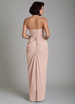 Azazie Nyra Robes de demoiselle d'honneur Robe Fourreau en Mousseline de soie Corset Rose Anglais image2