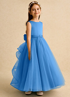 Azazie Lior Flower Girl Dresses Blue Jay Ball-Gown Pleated Tulle Dress image3