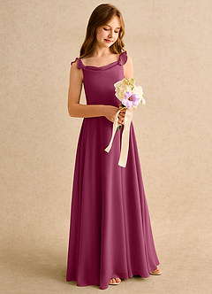Azazie Puppy Girls Formal Flower Girl Dresses Mulberry A-Line Pleated Chiffon Dress image1