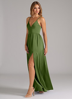 Azazie Aaida Bridesmaid Dresses Juniper A-Line Corset Stretch Satin Dress image3