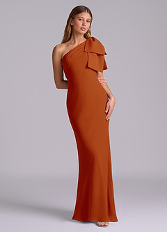 Azazie Yuanna Bridesmaid Dresses Paprika Mermaid One Shoulder Chiffon Dress image3