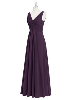 Azazie Flora Bridesmaid Dresses Plum A-Line Pleated Chiffon Dress image9