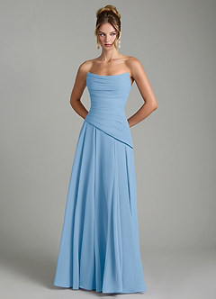 Azazie Gabriela Abiti da Damigella Abito A-Line in Chiffon Corsetto Azzurro Polvere image7