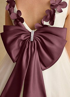 Azazie Lilli Abiti da Ragazza di Fiori Abito A-Line in Tulle Fiocco Avorio Sangria image6