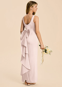Azazie Emi Junior Blushing Pink Sheath Bow Stretch Satin Dress image1