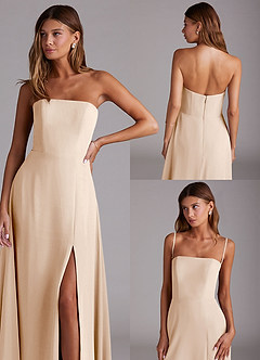 Azazie Wren Abiti da Damigella Abito Convertibile A-Line in Chiffon Spacco Laterale Alabastro Bianco image15