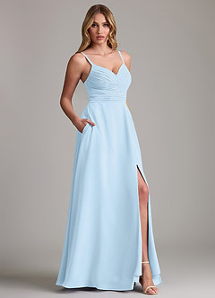 Azazie Terese Bridesmaid Dresses Sky Blue A-Line Pleated Chiffon Dress image6
