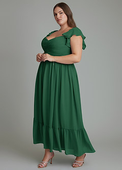 Azazie Anaya Brautjungfernkleider A-Linie Herzausschnitt Chiffon Kleid Dunkelgrün image10