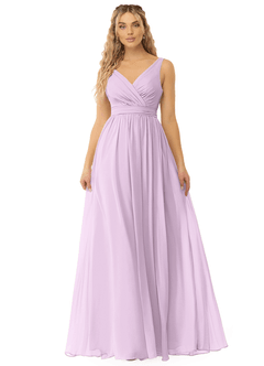 Azazie Kora Brautjungfernkleider A-Linie Plissee Chiffon Kleid Frostiges Flieder image5