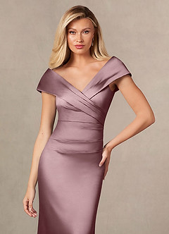 Azazie Ludlow Mother of the Bride Dresses Dusty Rose Mermaid Pleated Stretch Satin Dress image6