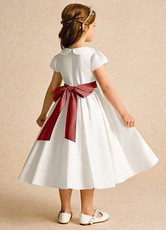 Azazie Deary Flower Girl Dresses Ivory Terracotta A-Line Bow Cotton Dress image4