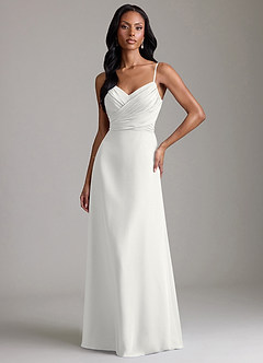 Azazie Kali Bridesmaid Dresses White A-Line Pleated Chiffon Dress image1