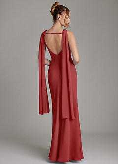 Azazie Essence Bridesmaid Dresses Rust Sheath Chiffon Dress image2