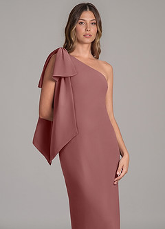 Azazie Capri Abiti da Damigella Abito A-Line in Chiffon Monospalla Rosa Del Deserto image7