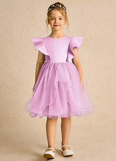 Azazie Chirp Flower Girl Dresses Candy Pink Ball-Gown Tulle Dress image1