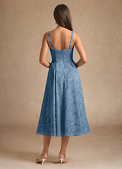 Azazie Lorain Mother of the Bride Dresses Steel Blue A-Line Pleated Floral Burnout Dress image8