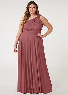 Azazie Charlize Bridesmaid Dresses Amethyst A-Line One Shoulder Mesh Dress image6