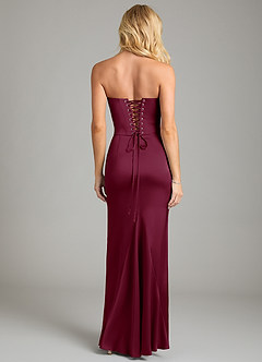 Azazie Sorrel Bridesmaid Dresses Mulberry Mermaid Strapless Stretch Satin Convertible Dress image2