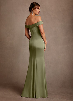 Azazie Boone Venta final Vestido de Pistacho de Satén Elástico de Corte Sirena con Vestidos sin tirantes image3