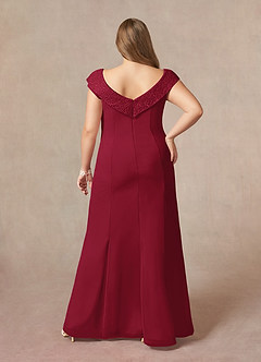 Azazie Cupid Mother of the Bride Dresses Burgundy A-Line Boatneck Lace Chiffon Dress image7
