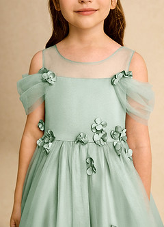Azazie Juni Flower Girl Dresses Agave Ball-Gown Pleated Tulle Dress image9