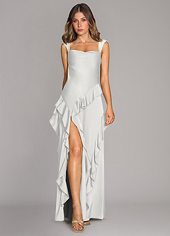 Azazie Sloane 신부 들러리 드레스 A라인 스윗하트 네크라인 스트레치 새틴 바닥 길이 드레스 image1