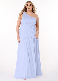 Azazie Brooke Bridesmaid Dresses Lavender A-Line One Shoulder Mesh Dress image6