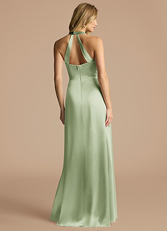 Azazie Janessa Final Sale Dusty Sage A-Line Metallic Satin Dress image3