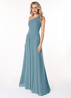 Azazie Dallas Bridesmaid Dresses Moody Blue A-Line One Shoulder Chiffon Dress image1