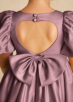 Azazie Muffin Robe Demoiselle D'honneur Fillette Robe Trapèze en Mat Satiné avec manches Mauve Vintage image4