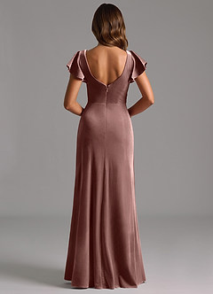 Azazie Omari Bridesmaid Dresses Espresso A-Line Pleated Velvet Dress image6