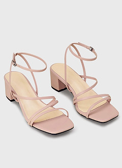 front Strips Ankle Wrap Medium Heel Sandals
