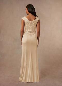 Azazie Calathea Mother of the Bride Dresses Champagne A-Line Lace Dress image3