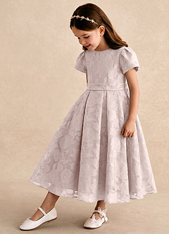 Azazie Princes Flower Girl Klänningar Klänning A-linje i Blommig Utbrändhet Plisserad image1