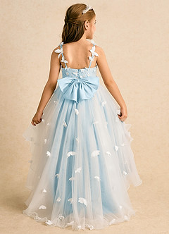 Azazie Darlina Robe Demoiselle D'honneur Fillette Robe Princesse en Tulle Dentelle Ivoire Bleu Ciel image7