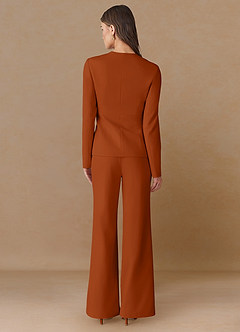 front Elara Burnt Orange Refined Weave Tailored Blazer