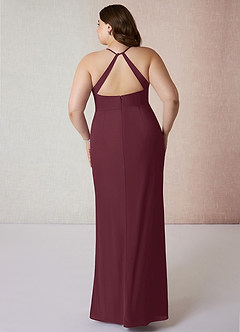Azazie Becca Vestidos de damas de honor Vestido de Cabernet de Gasa de Corte Recto con Cuello en V image8