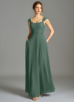 Azazie Oasis Bridesmaid Dresses Sea Moss A-Line with Pockets Chiffon Dress image6